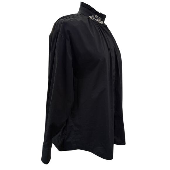 Vivetta Black Tunic Top Italy Sz 40 Oversized Romantic Embroidery Made in Italy - Picture 9 of 14